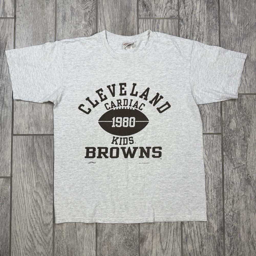 Vintage 1994 Cleveland Browns 1980 Cardiac Kids Nutmeg Throwback T Shirt XL‎ USA